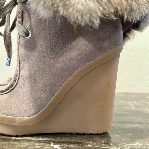 NEW Coach Scout Sahara Suede Leather and Rabbit Fur Wedge Boots - Picture 3 of 13